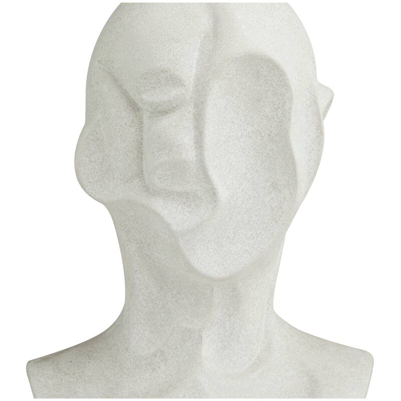 White Ceramic Cubist Inspired Head People Decorative Sculpture