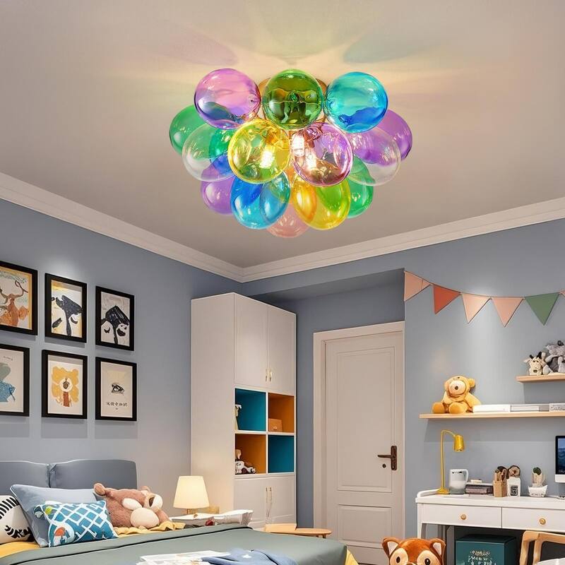Colorful Glass Bubble Ball Swirled Glass Chandelier - Multicolor