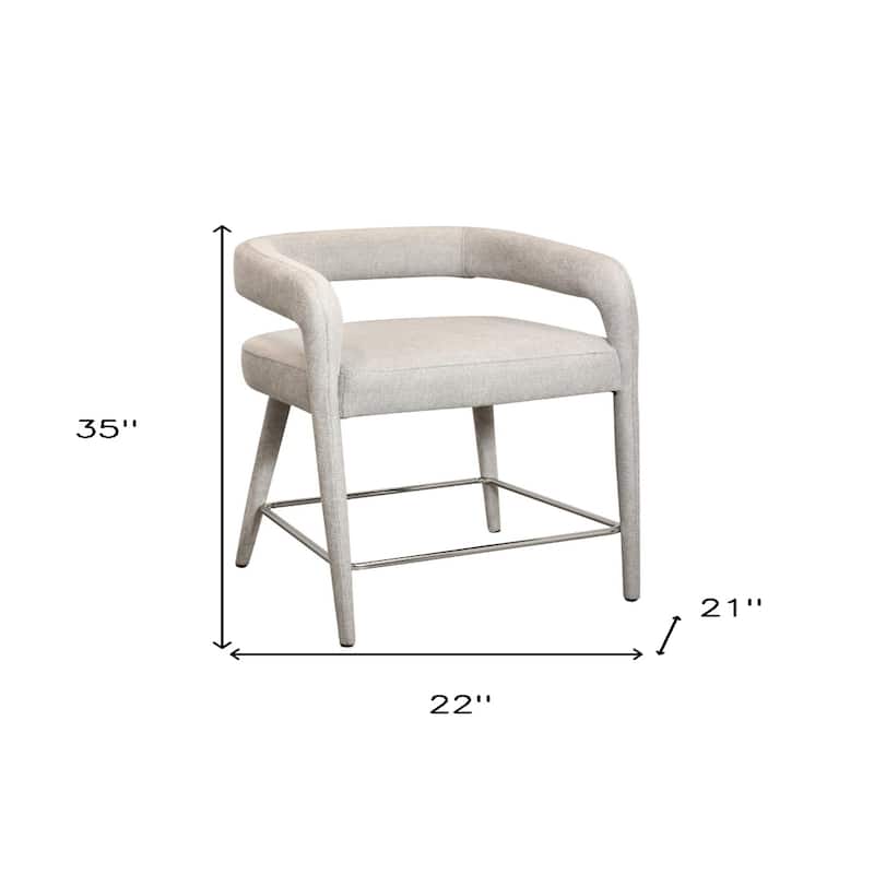 Modern Counter Height Bar Stool with Arms 25-Inch Low Back Upholstered Fabric Seat Metal Frame - 22" x 21" x 35"