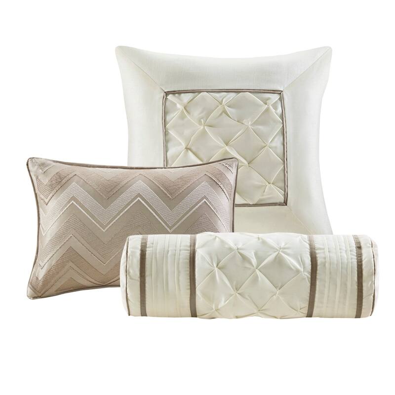 GDF Studio - Laurel 7-Piece Tufted Comforter Set with Decorative Pillows