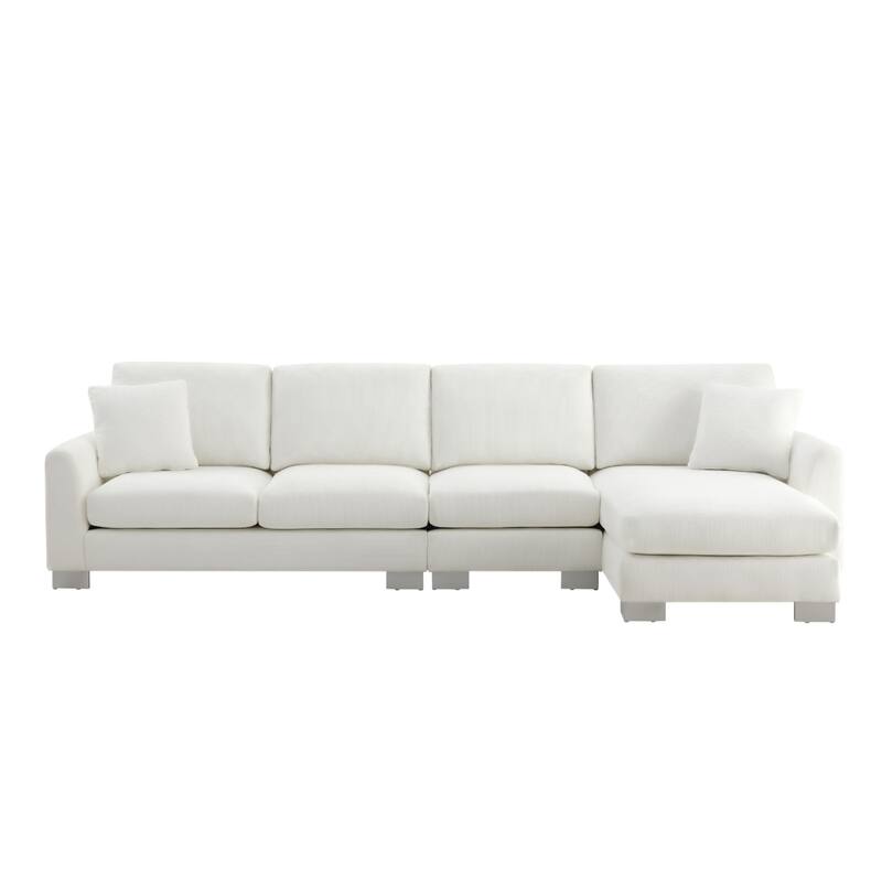 L-shaped Luxury Couch Set, Sectional Sofa with 2 Pillows, Chaise