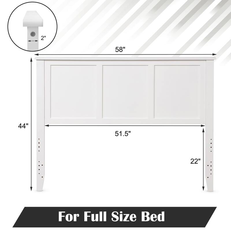 Costway Full Wood Headboard Flat Panel Pre-drilled Holes Height