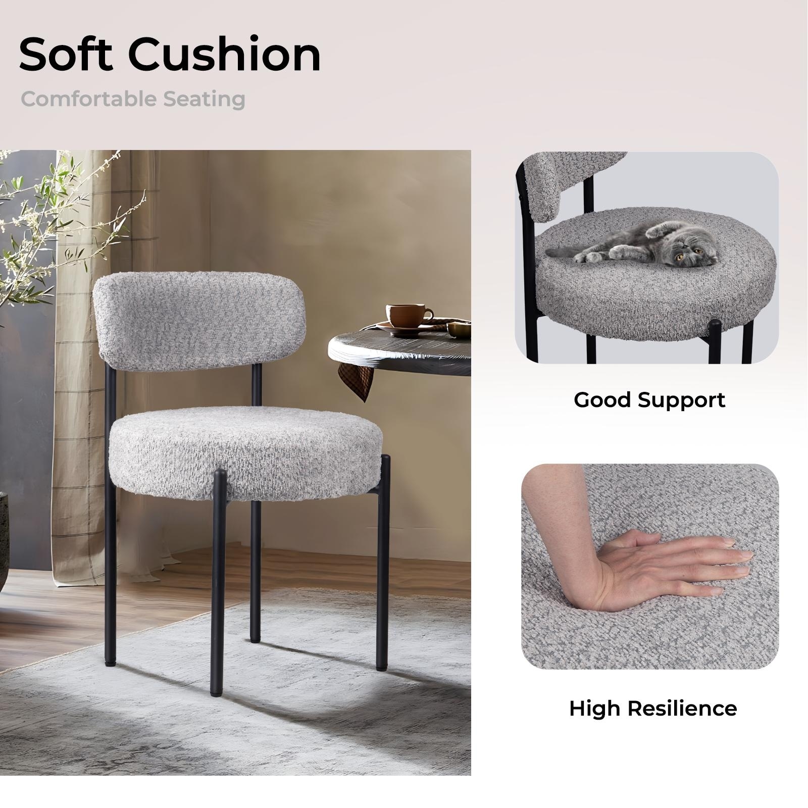 BOSSIN Boucle Dining Chairs, Upholstered Dining Room Chairs
