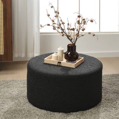 KINWELL Round Upholstered Pouf Ottoman Footrest