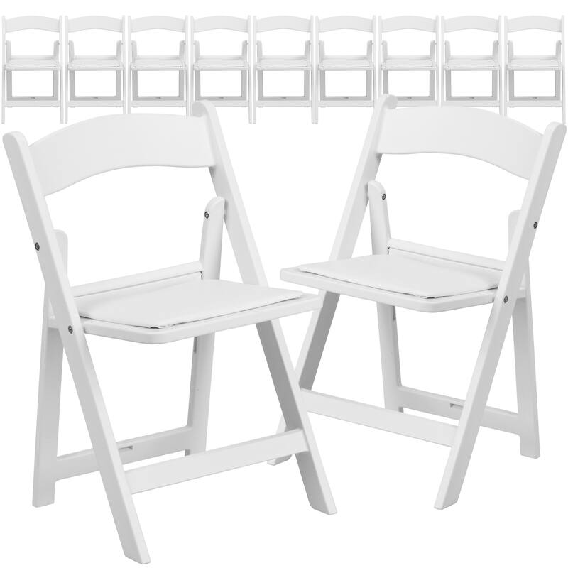 11 Pack Kids White Resin Folding Chair with White Vinyl Padded Seat