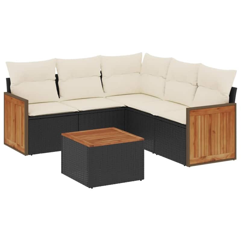 vidaXL Patio Sofa Set with Cushions Outdoor Conversation Furniture Poly Rattan