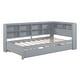 preview thumbnail 4 of 5, Wooden Twin Size DayBed with Twin Size Trundle, DayBed with Storage Shelf and USB Charging Ports,Grey