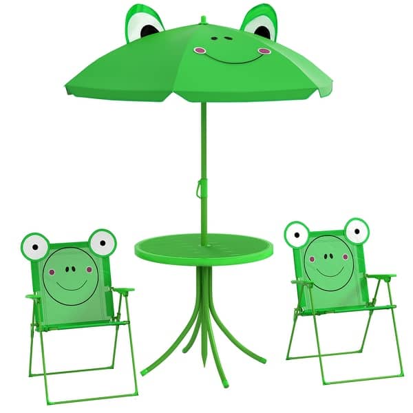 slide 2 of 5, Folding Kids Table and Chair Set for Garden, Backyard, Green Green