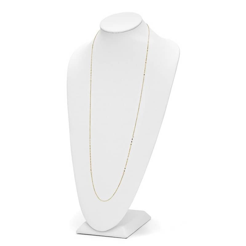 Curata 14k Italian Yellow Gold 2mm Polished and Brushed Fancy Bead Necklace, 36"