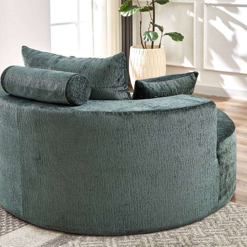 54'' Round Modular Single Sofa Chenille Sleeper Chair with Pillow