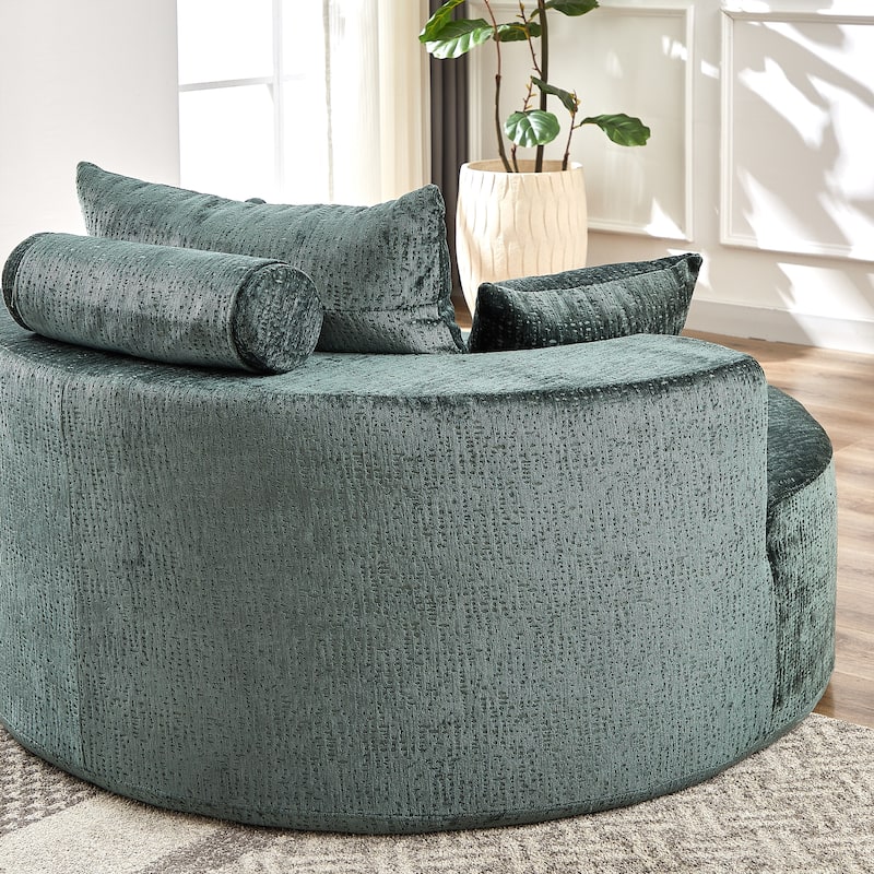 Roomfitters 55" Modern Chenille Cuddle Chair, Round Upholstered Lounge Barrel Chair with Pillows