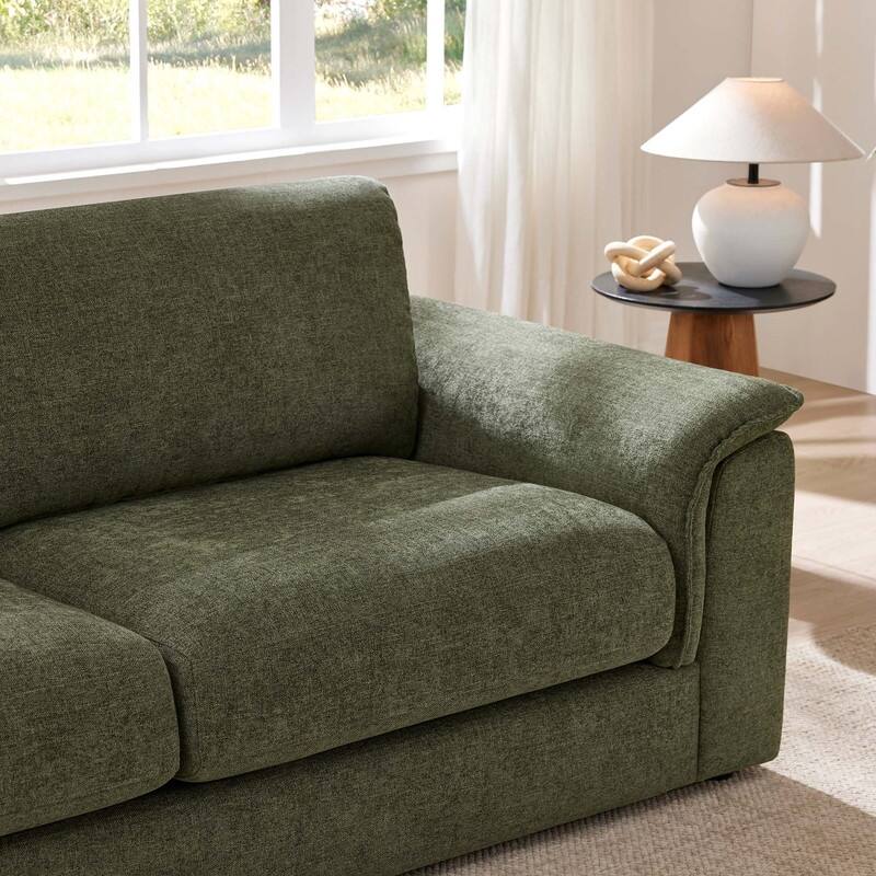 Spruce & Spring Upholstered Curved 3 Seat Sofa for Living Room