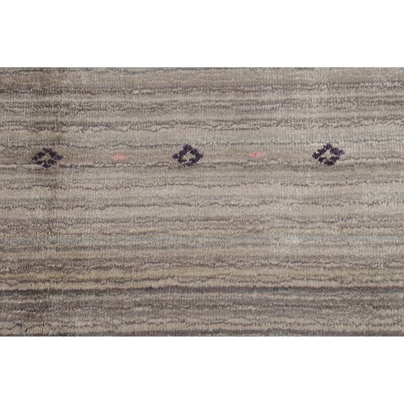 Hand Knotted Oriental 100% Wool Carpet Tribal Tribal Greys & Charcoal Gabbeh Area Rug - 5' 10'' X 4' 0''