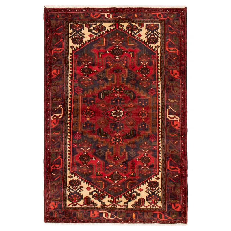ECARPETGALLERY Hand-knotted Andelz Red Wool Rug - 4'2 x 6'3 - Red - 4'2 x 6'3