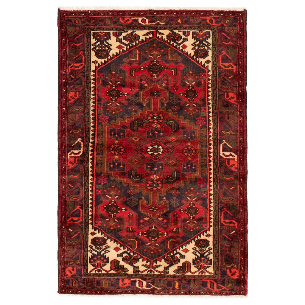 ECARPETGALLERY Hand-knotted Andelz Red Wool Rug - 4'2 x 6'3