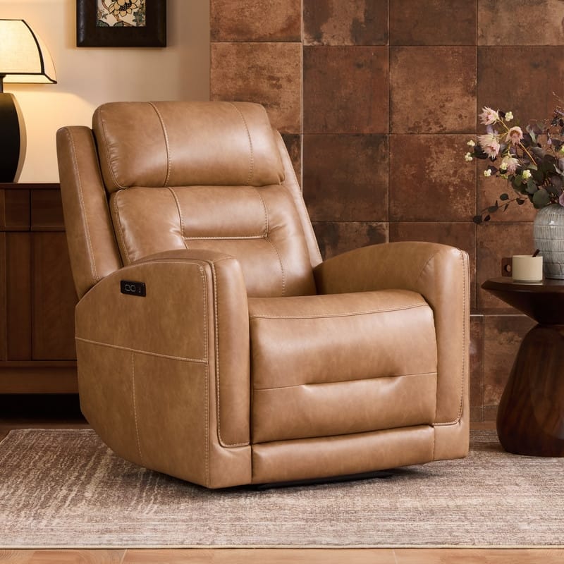 Spruce & Spring Power Recliner Chair Wall Hugger with Power Headrest - Camel