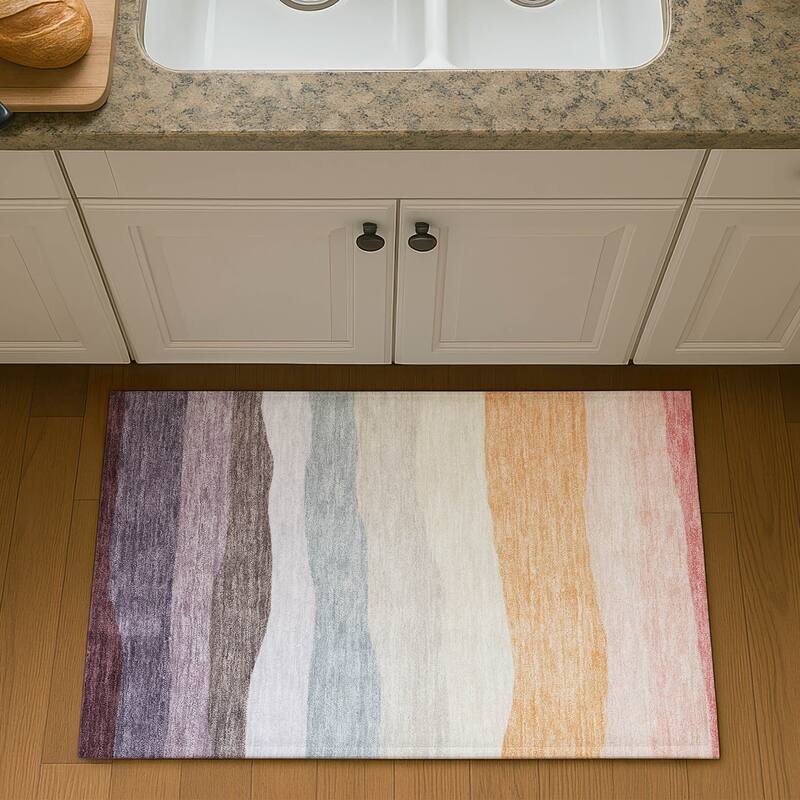 Premium Washable Super Soft Ombre Stripe Mayfield Rug - Orange - 1'8" x 2'6"