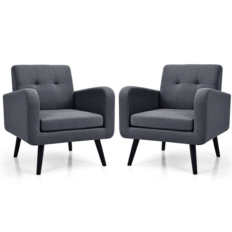 Gymax 2PCS Accent Armchair Single Sofa Chair Home Office w/ Wooden - 29.5'' x 29.5'' x 32.5''