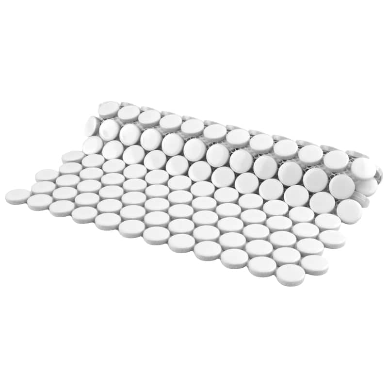 Merola Tile Metro Penny Glossy White 9-3/4" x 11-1/2" Porcelain Floor and Wall Tile