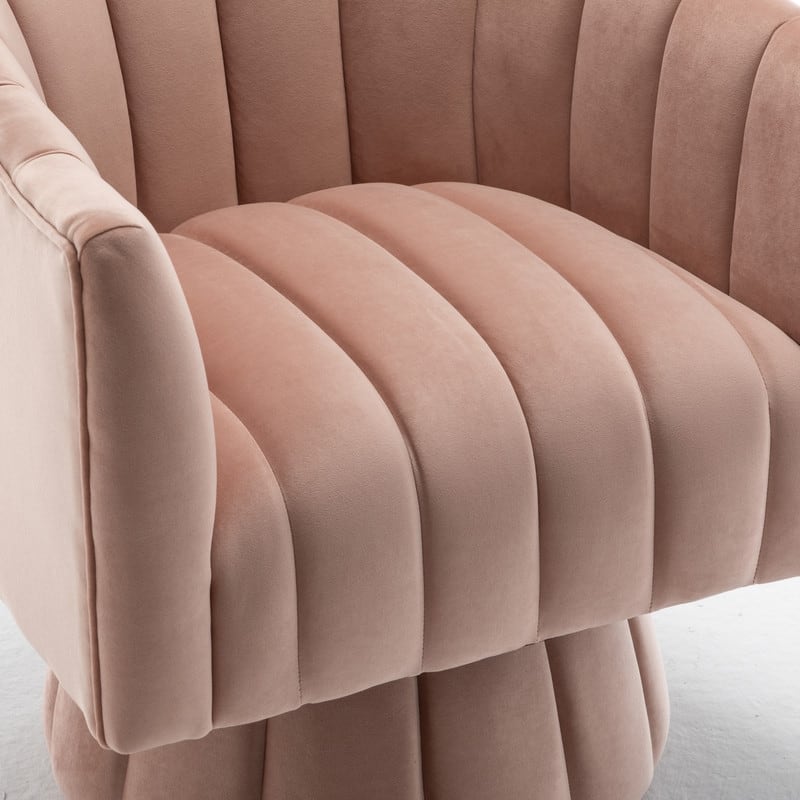 SEYNAR Modern Glam Velvet Upholstered Round 360 Degree Swivel Accent Barrel Chair Set of 2