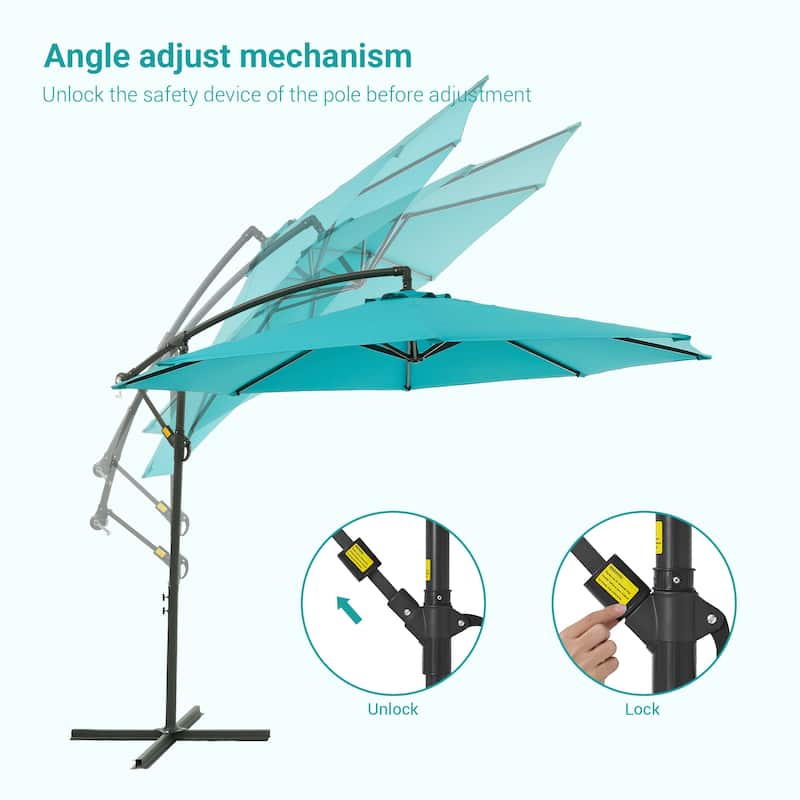 BONOSUKI 10ft Patio Offset Umbrella Outdoor Hanging Umbrella