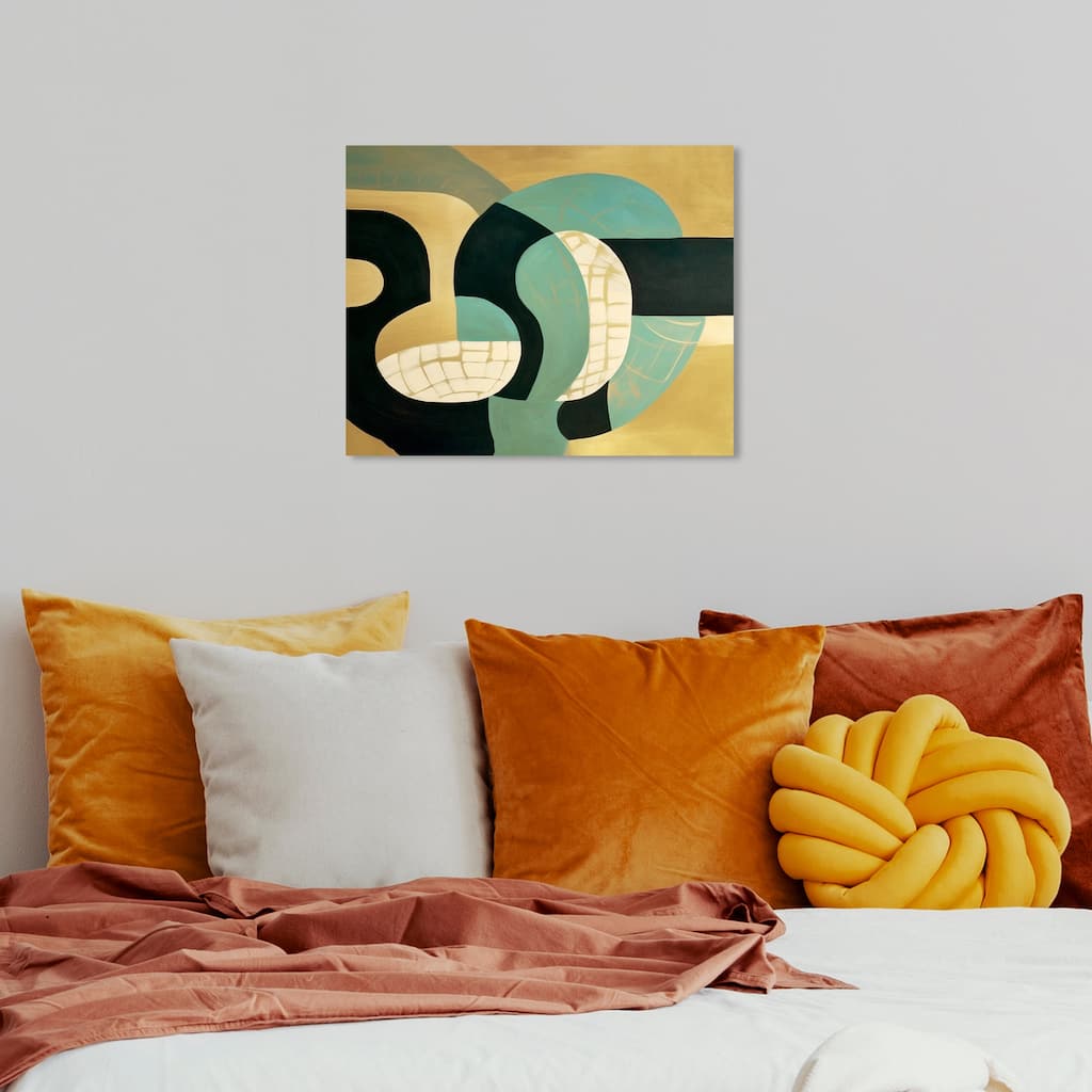 Wynwood Studio Canvas Abstract Abstract World Map Gold and Teal Modern & Contemporary Wall Art Canvas Print
