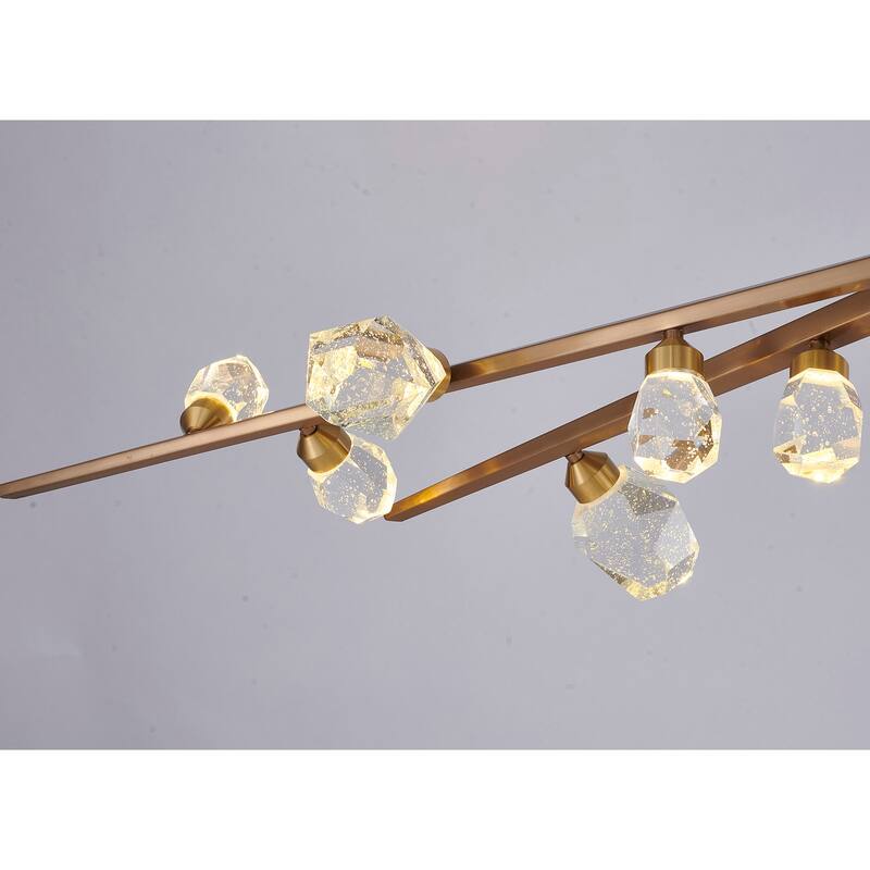 Modern Crystal Chandelier - Long Hanging Light Fixture for Dining Room, Living Room - 13.4