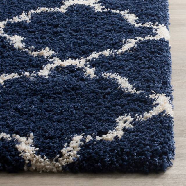 SAFAVIEH Hudson Shag Vitchka Glam Trellis 2-inch Area Rug - 11' x 15' - Navy/Ivory