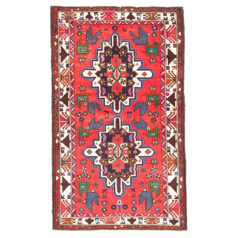 ECARPETGALLERY Hand-knotted Teimani Light Red Wool Rug - 2'9 x 4'8