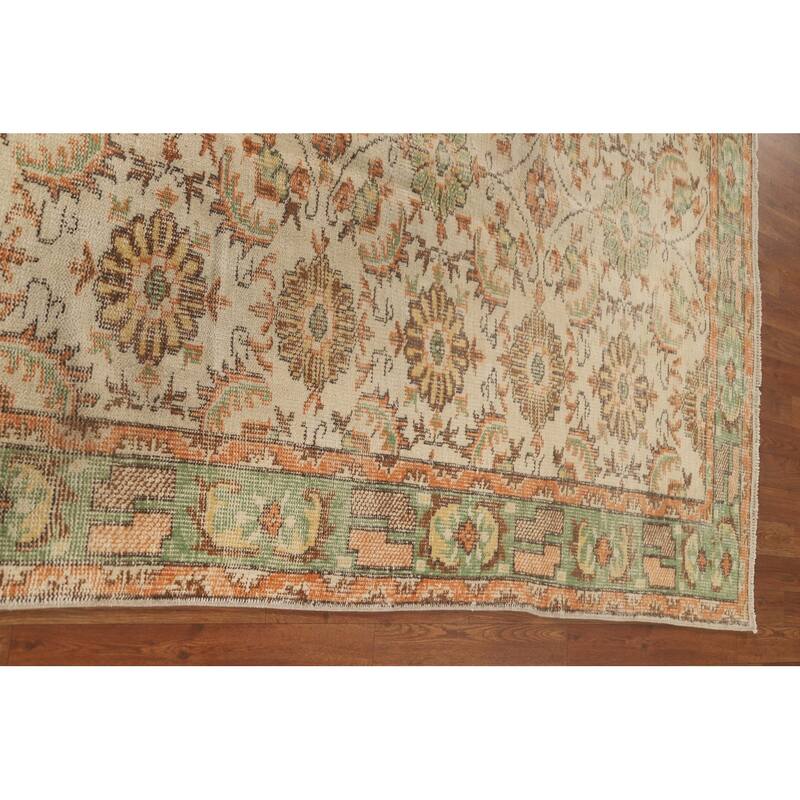 Distressed Sparta Turkish Vintage Area Rug Hand-Knotted Wool Carpet - 5'3"x 8'11"