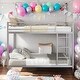 preview thumbnail 19 of 25, Modern Full Over Full Convenient Design Metal Bunk Bed,Low Bunk Bed With Ladder, Silver