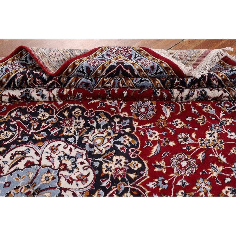 Traditional Red Kashan Turkish Area Rug Machine-Made Medallion Carpet - 9'9" x 12'10"