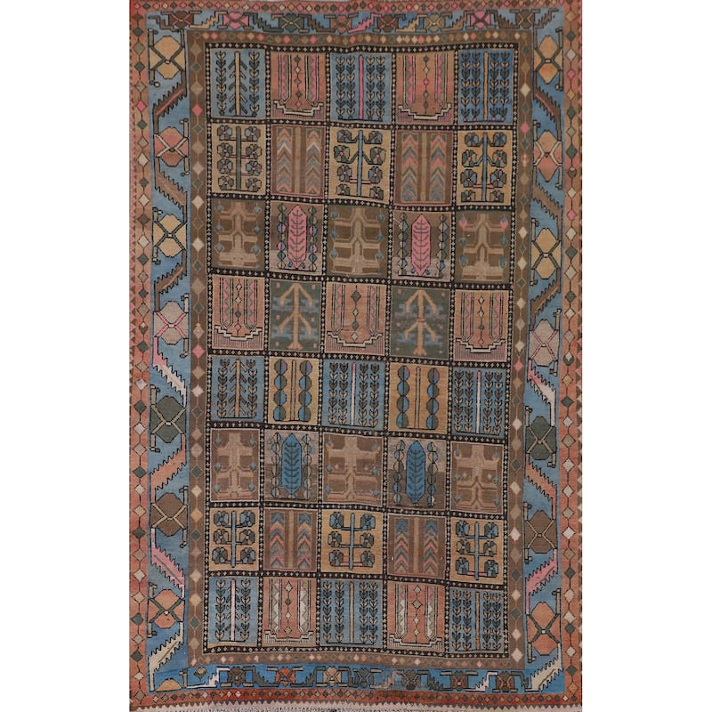 Garden Design Bakhtiari Persian Vintage Rug Handmade Wool Carpet - 6'4"x 9'5"