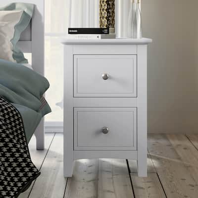 2 Drawers Solid Wood Nightstand