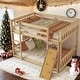 preview thumbnail 2 of 18, Floor Bunk Bed with Climbing Ramp,Ladder and Safety Guardrail,Twin Over Twin for Bedroom