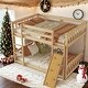 preview thumbnail 1 of 18, Versatile Playhouse Bunk Bed with Climbing Features,Twin Over Twin Natural