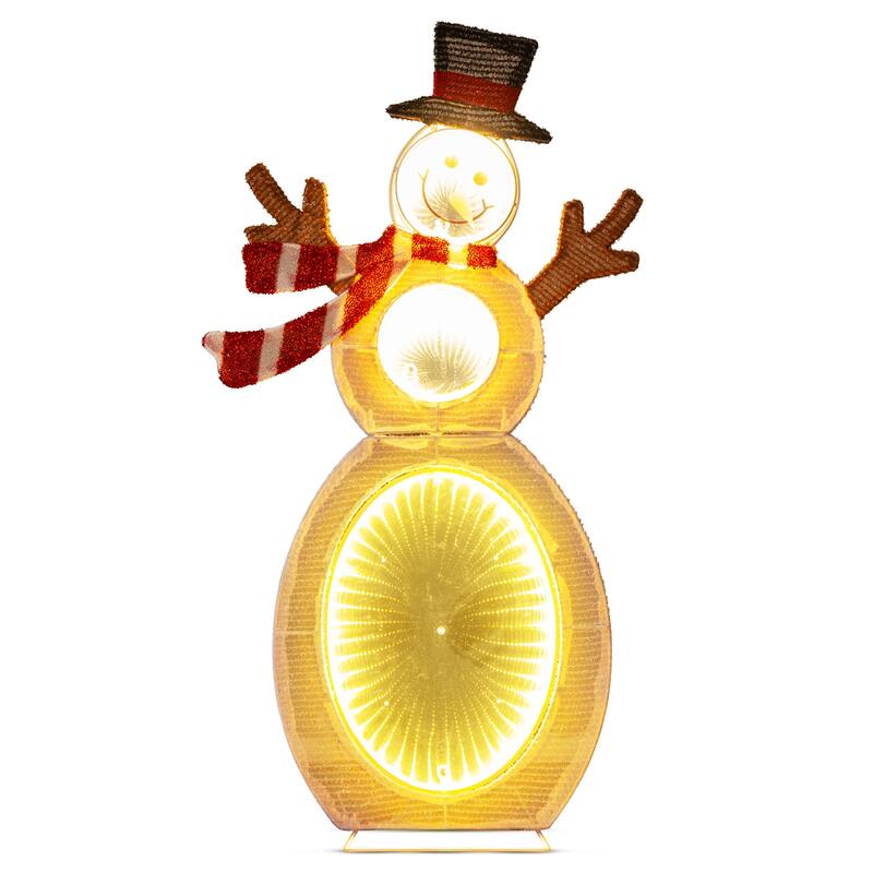 Lighted 2.6 ft Multicolor Snowman with 105 LED Lights for Indoor and Outdoor Christmas Display - 1.5 x 1 x 2.6 ft