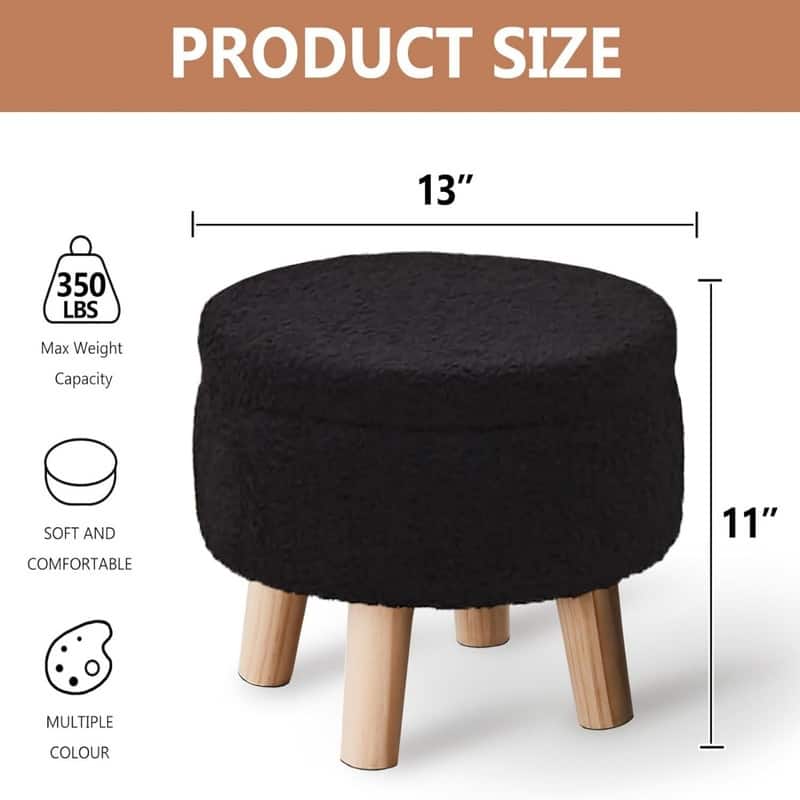 Storage Ottoman Modern Round Footrest