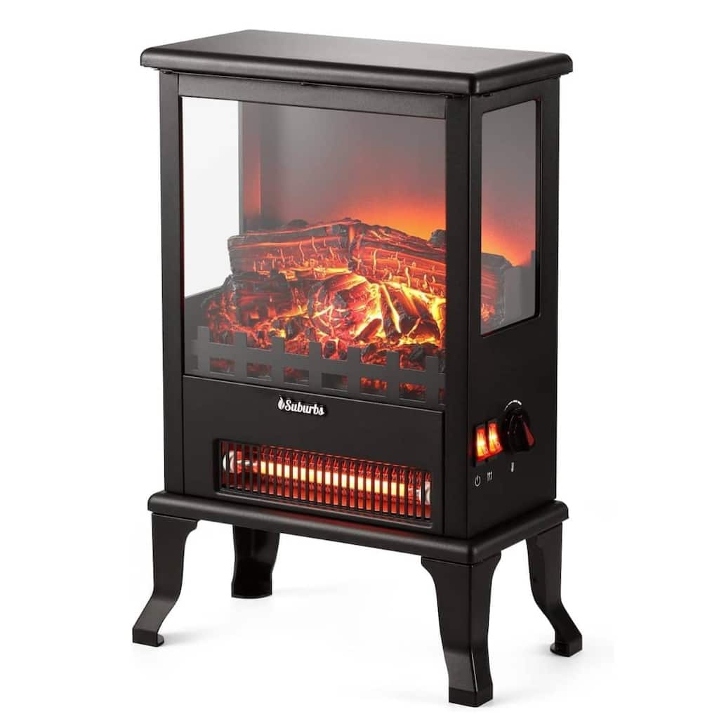 17 Inch Freestanding Electric Fireplace Stove for Living Room Bedroom Decor, Black