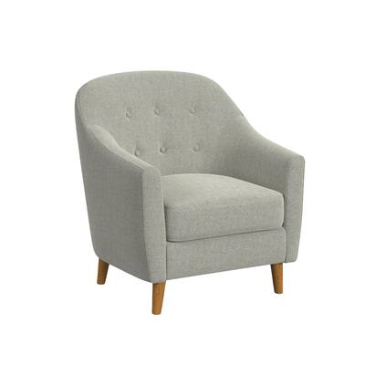 Accent Armchair, Button Tufted Backrest, Soft Gray Woven Fabric