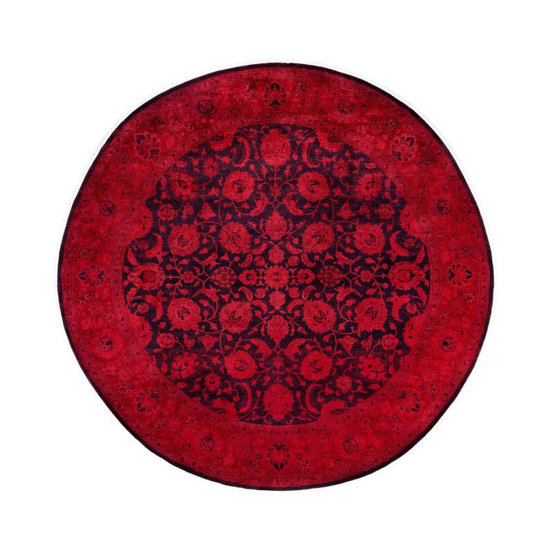 Overdyed One-of-a-Kind Hand-Knotted Area Rug - Orange - 8' 1" x 8' 1"