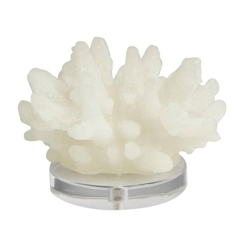Polystone Coral Small Textured Decorative Sculpture with Clear Acrylic Base - White - Roche River Decor