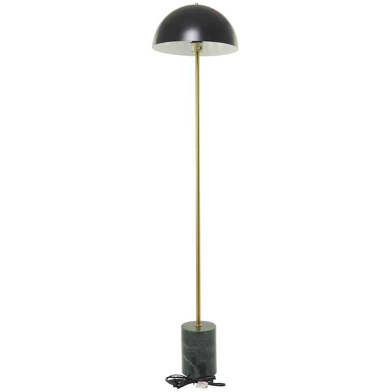 Metal Umbrella Style Floor Lamp with Black Marble Base - Black - Roche River Decor