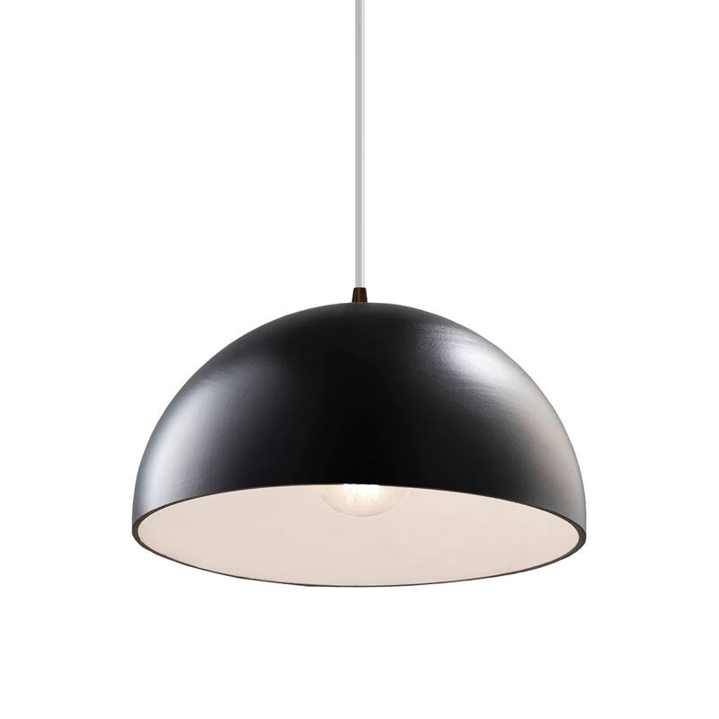 Justice Design Group Dome 1-Light Pendant - White Cord/Carbon Matte Black/Dark Bronze