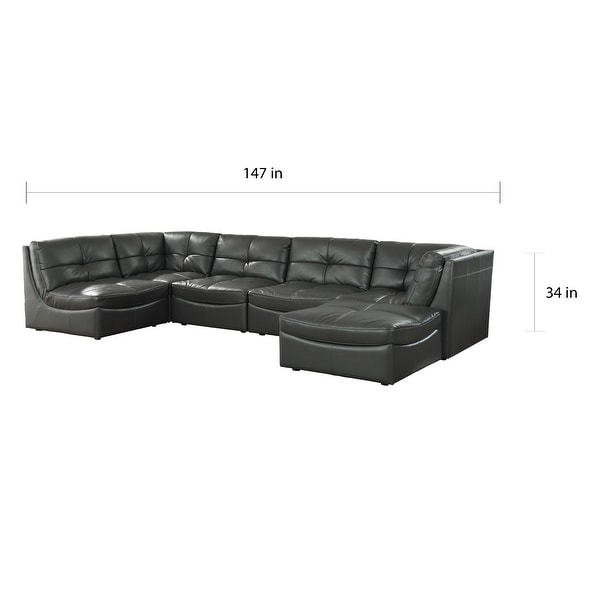 Furniture of America Grey 6-piece Modular Sectional with Ottoman