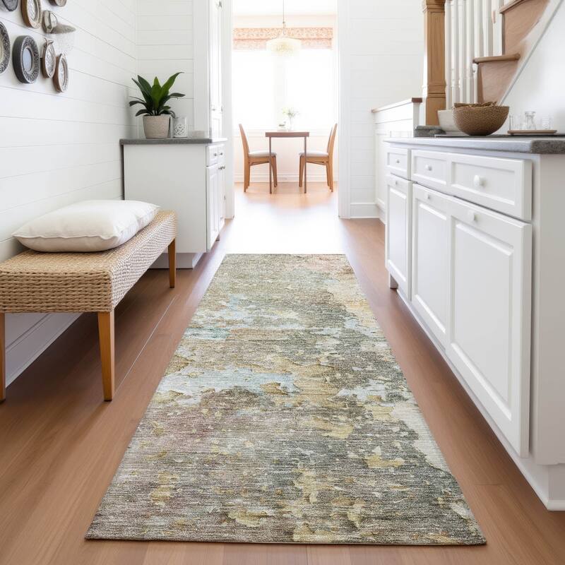 Premium Washable Super Soft Abstract Watercolor Mayfield Rug - Brown - 2'3" x 7'6"