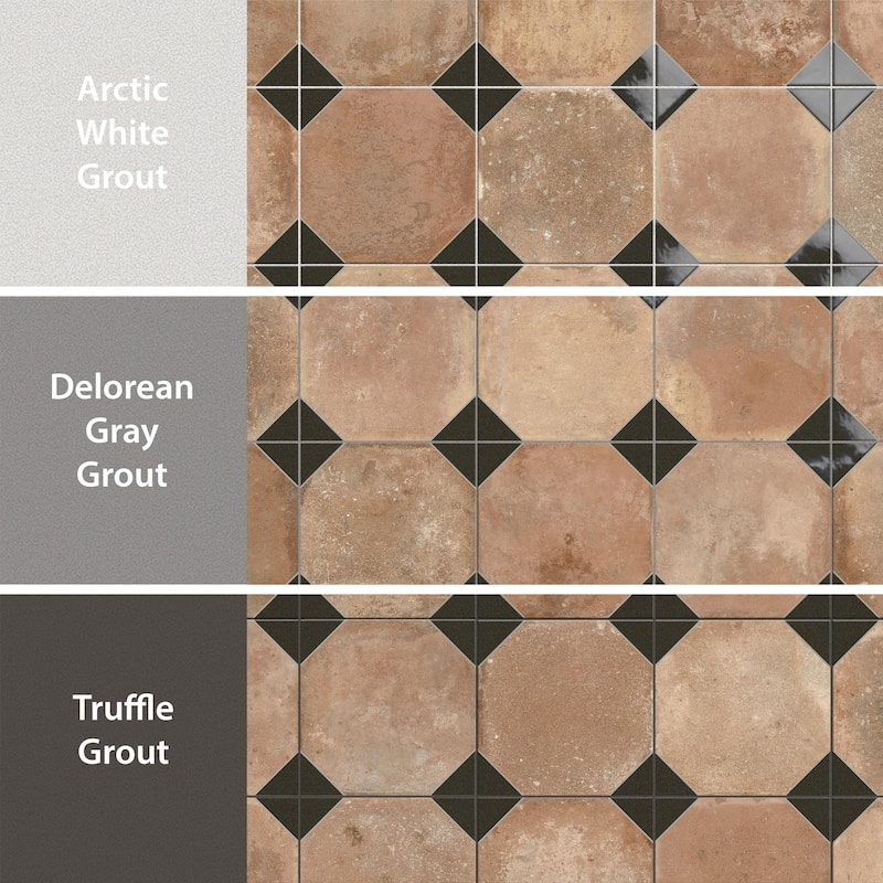 Merola Tile Kings Nonna with Black Corner 17-7/8" x 17-7/8" Porcelain Floor and Wall Tile
