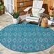 SAFAVIEH Courtyard Marolyn Indoor/ Outdoor Waterproof Patio Backyard Rug - 6'7" x 6'7" Round - Turquoise/Blue