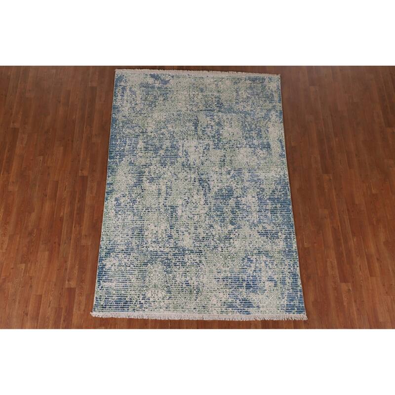Abstract Area Rug Hand-Knotted Modern Wool Carpet - 5'5"x 7'10"