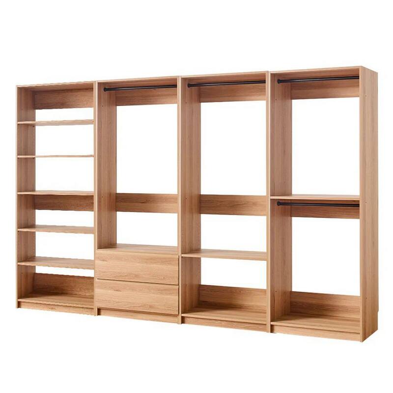 Dee Modular Freestanding Closet System, 4 Hanging Rods, 6 Shelves, Brown